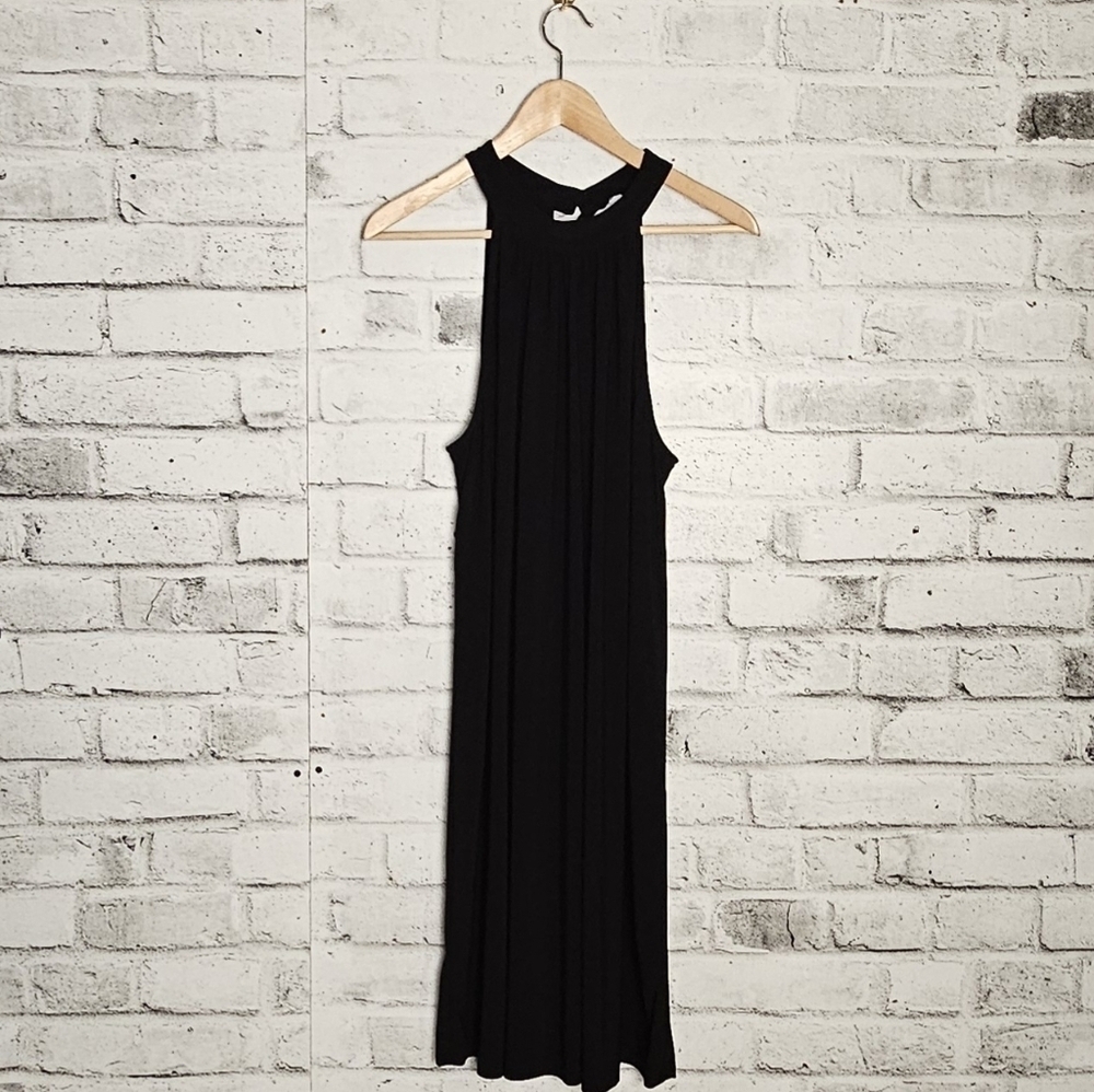 Nine West Black Maxi Dress Sleeveless Mock Neck Swing Plus Size 16